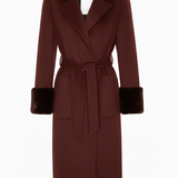 Cappotto Mid-Length Avvolgente con Polsini in Eco-Pelliccia ROMI2732 AMARONE MARICLA 