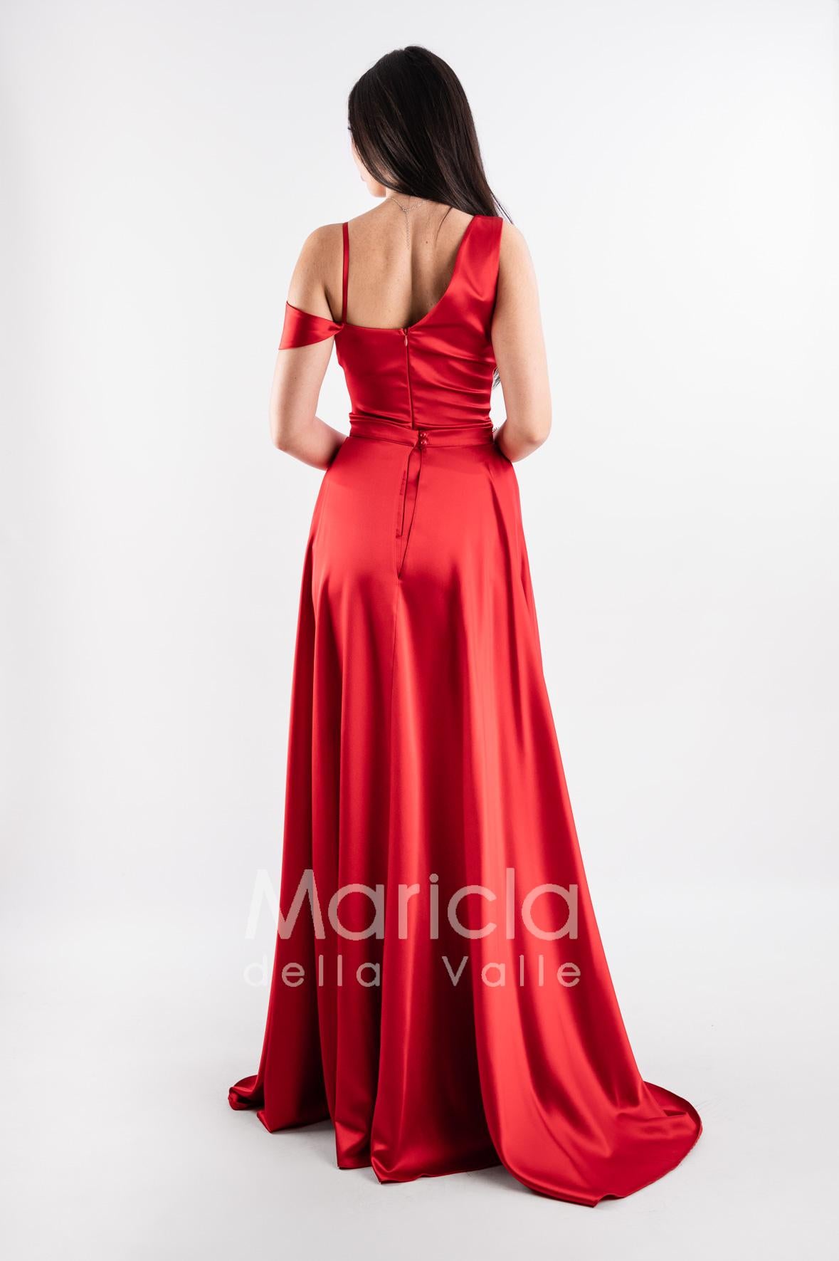 abito ricamato con gonnellone HC7277 ROSSO MARICLA ELEGANCE 