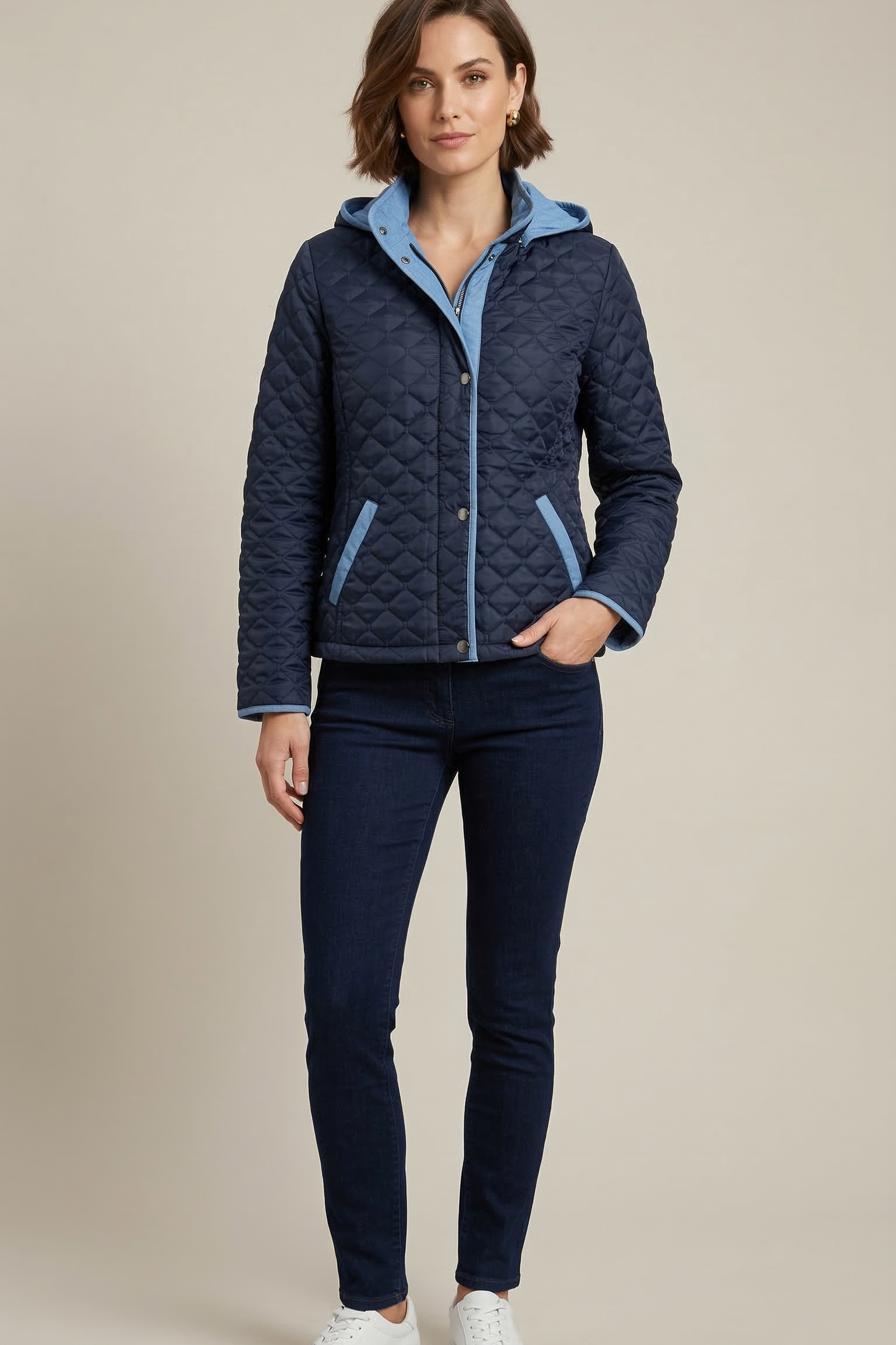 Giaccone trapuntato con interni in jeans ARIA BLU MARICLA 