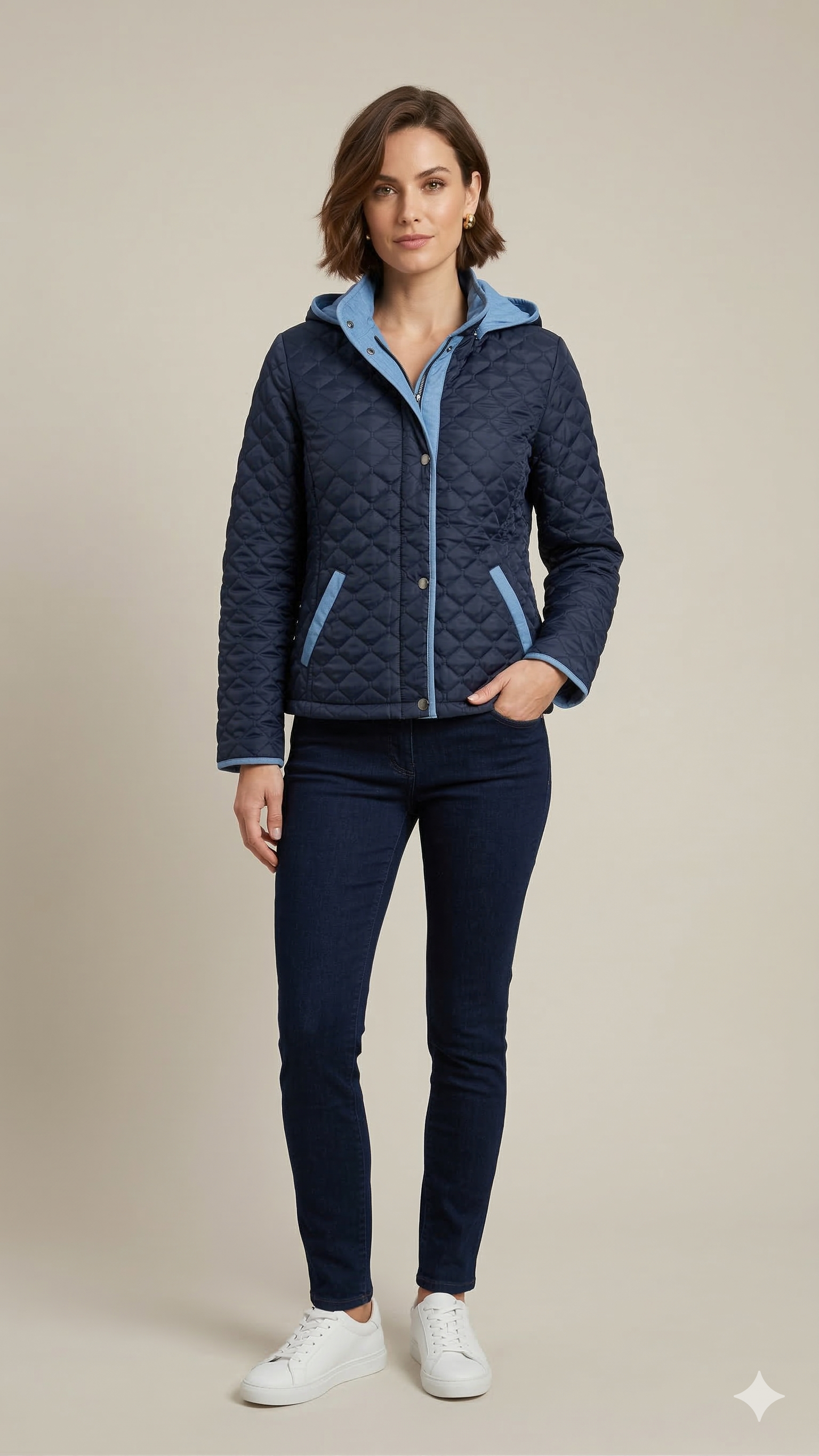 Giaccone trapuntato con interni in jeans ARIA BLU MARICLA 