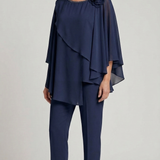 casacca con fiore e pantalone SH624CP BLU SHARON 