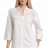 camicia pizzo sangallo CF32518 BIANCO CARLA FERRONI 