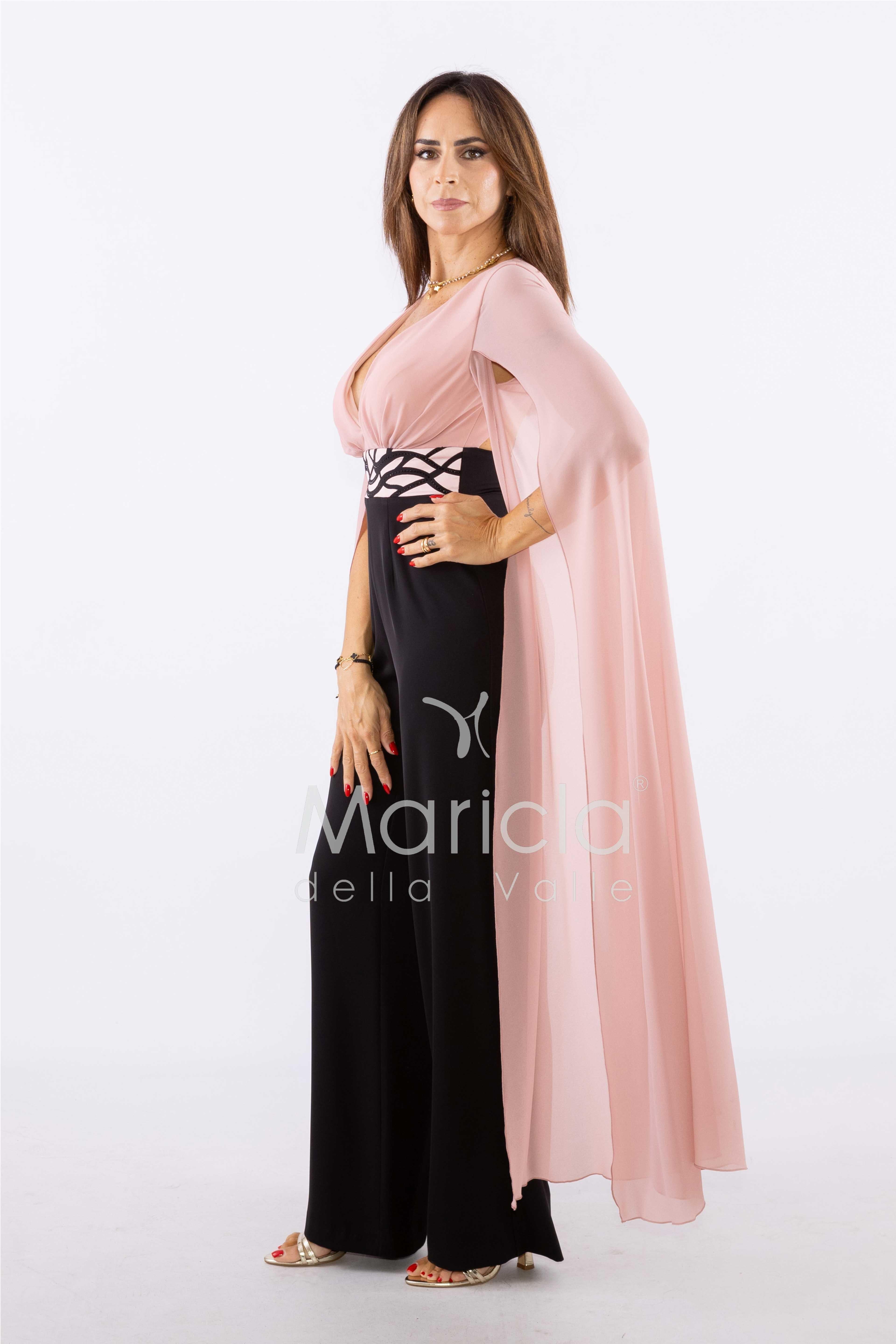 tuta con pannelli SH601 NERO/ROSA SHARON 