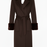 Cappotto Mid-Length Avvolgente con Polsini in Eco-Pelliccia ROMI2732 MORO MARICLA 