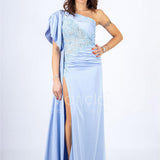 abito sirena monospalla ricamato ANT22407XJ POLVERE ANTILLE ELEGANCE 