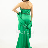 Abito lungo con scollatura in strass JC35249 VERDE MARICLA ELEGANCE 