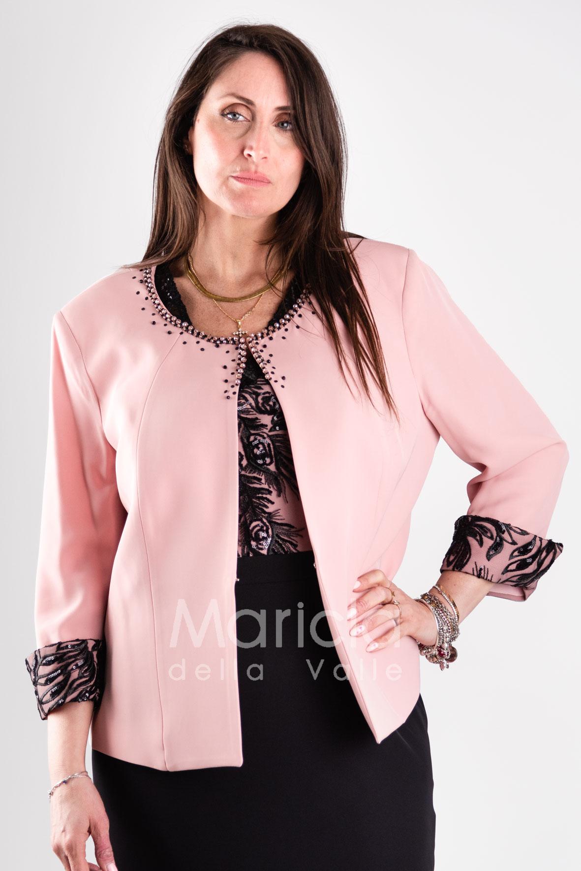 tubino ricamo con bolero ricamo PF3170 NERO PAOLA FORTI 