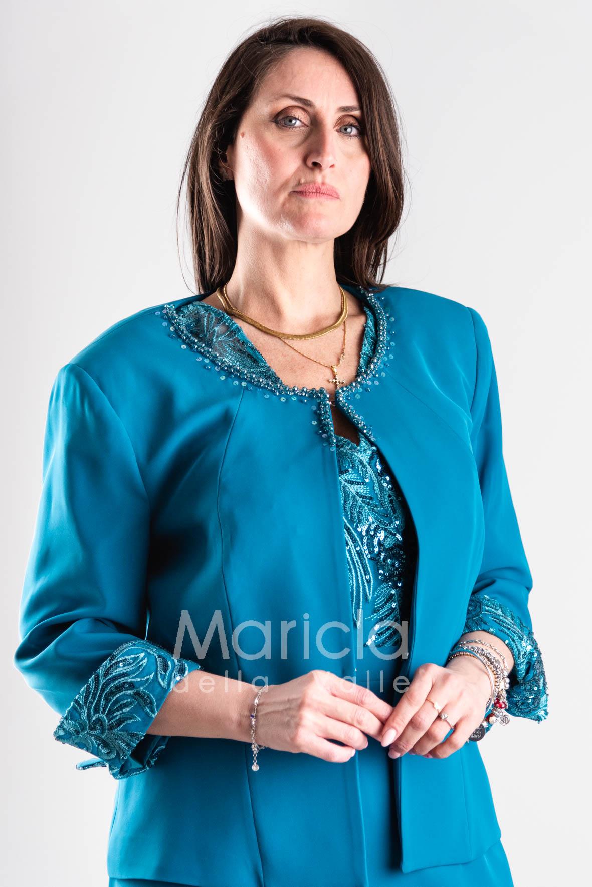 tubino ricamo con bolero ricamo PF3170 OTTANIO PAOLA FORTI 