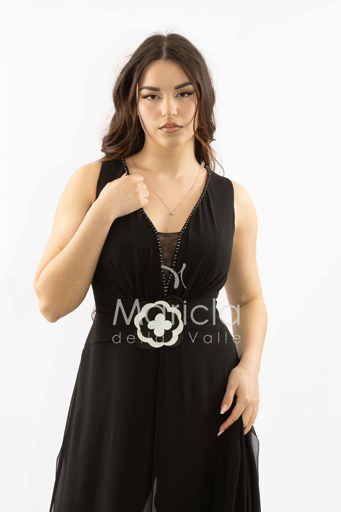tuta con fiore SH901TU NERO SHARON 