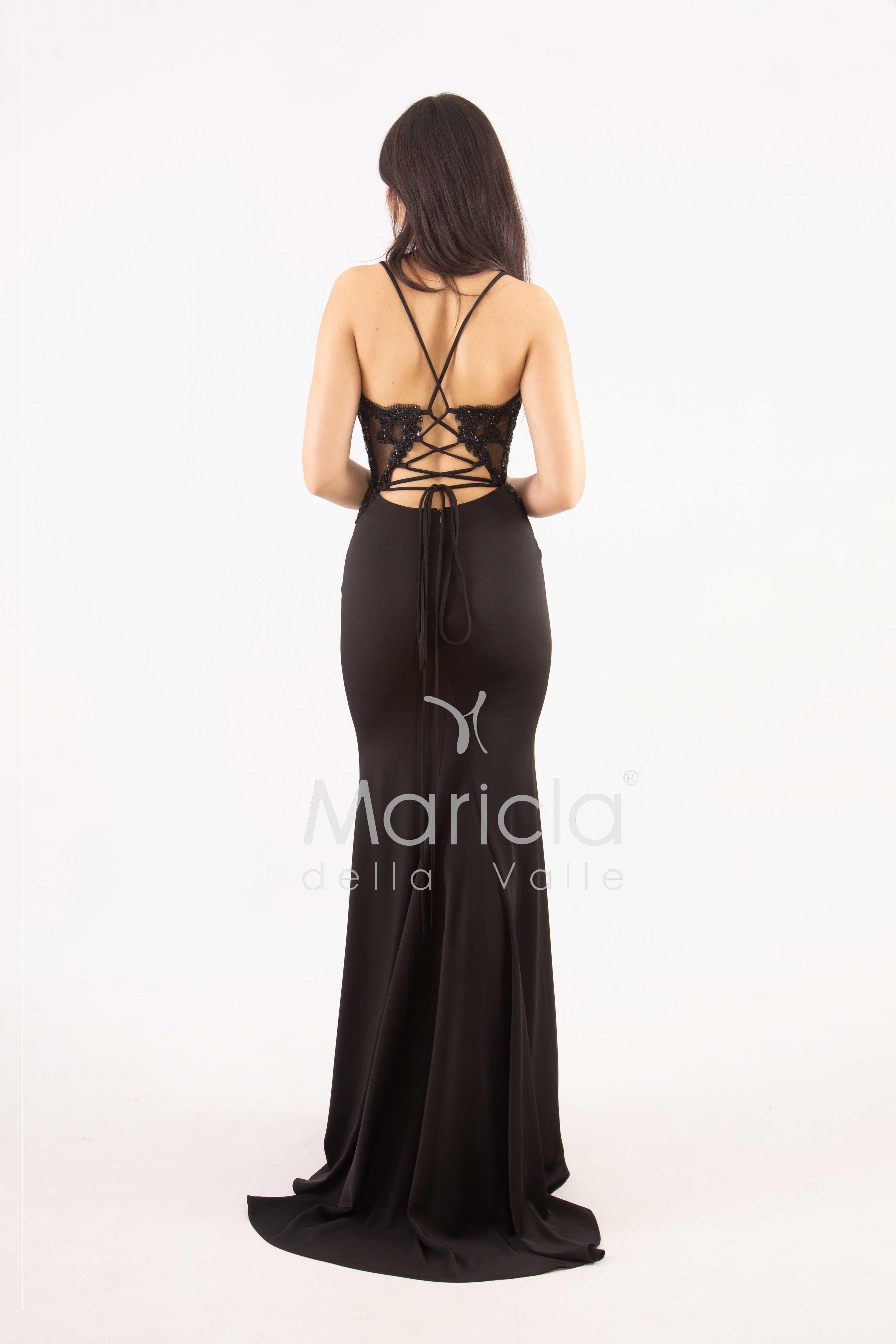 abito sirena corpetto ricamato ANT20412XJ NERO ANTILLE ELEGANCE 