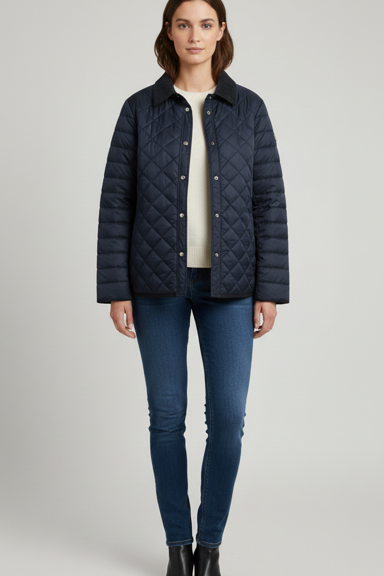 Giacca trapunta con collo in velluto EC2467 BLU MARICLA 