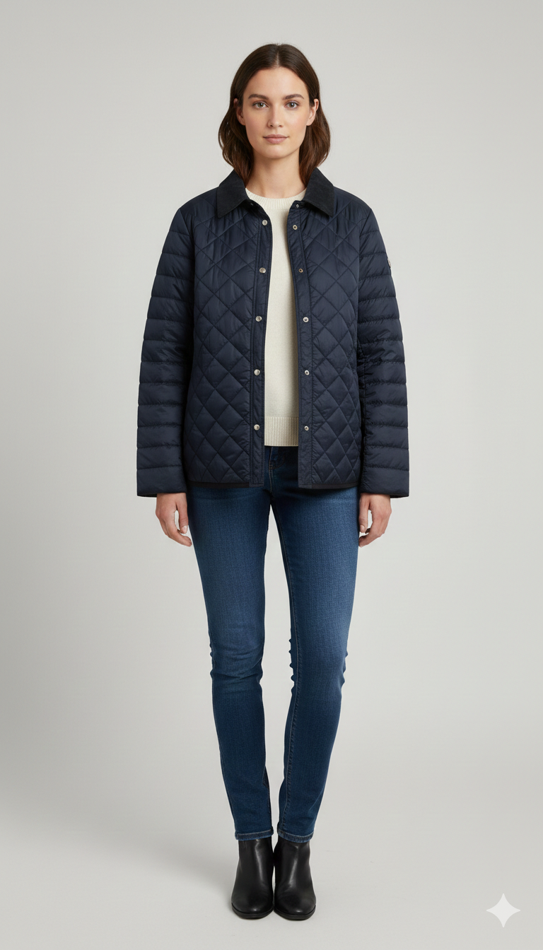 Giacca trapunta con collo in velluto EC2467 BLU MARICLA 