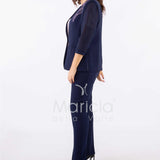 tailleur strass onda collo PF2180 BLU PAOLA FORTI 