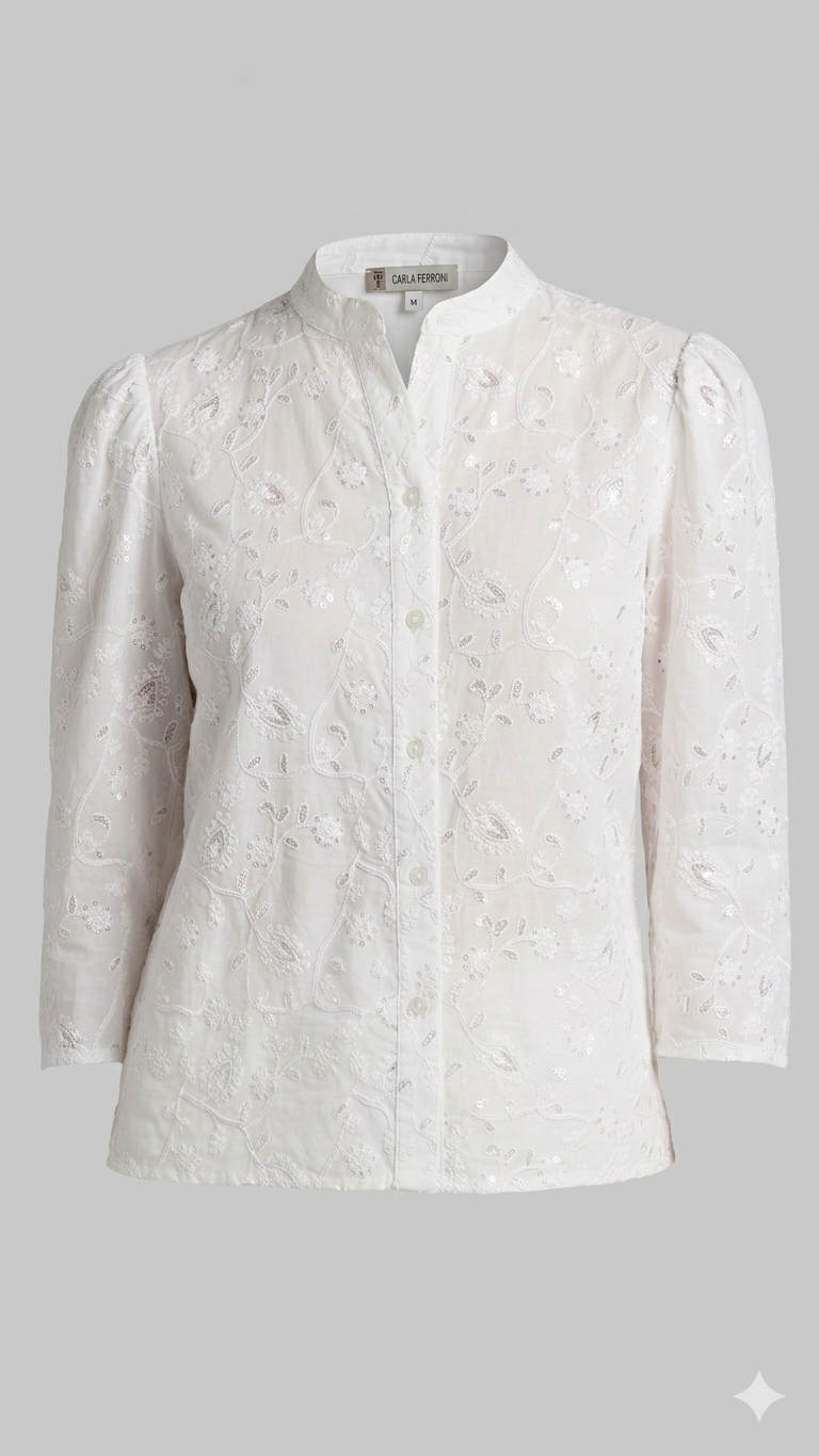 camicia con microstrass CF50097 BIANCO CARLA FERRONI 