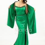 Abito lungo con scollatura in strass JC35249 VERDE MARICLA ELEGANCE 