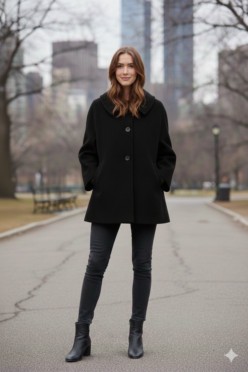 giaccone medio con pence dietro ROMI2736 NERO MARICLA 