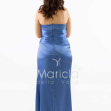 abito con fiore arricciato CAR58366 INDACO MARICLA ELEGANCE 