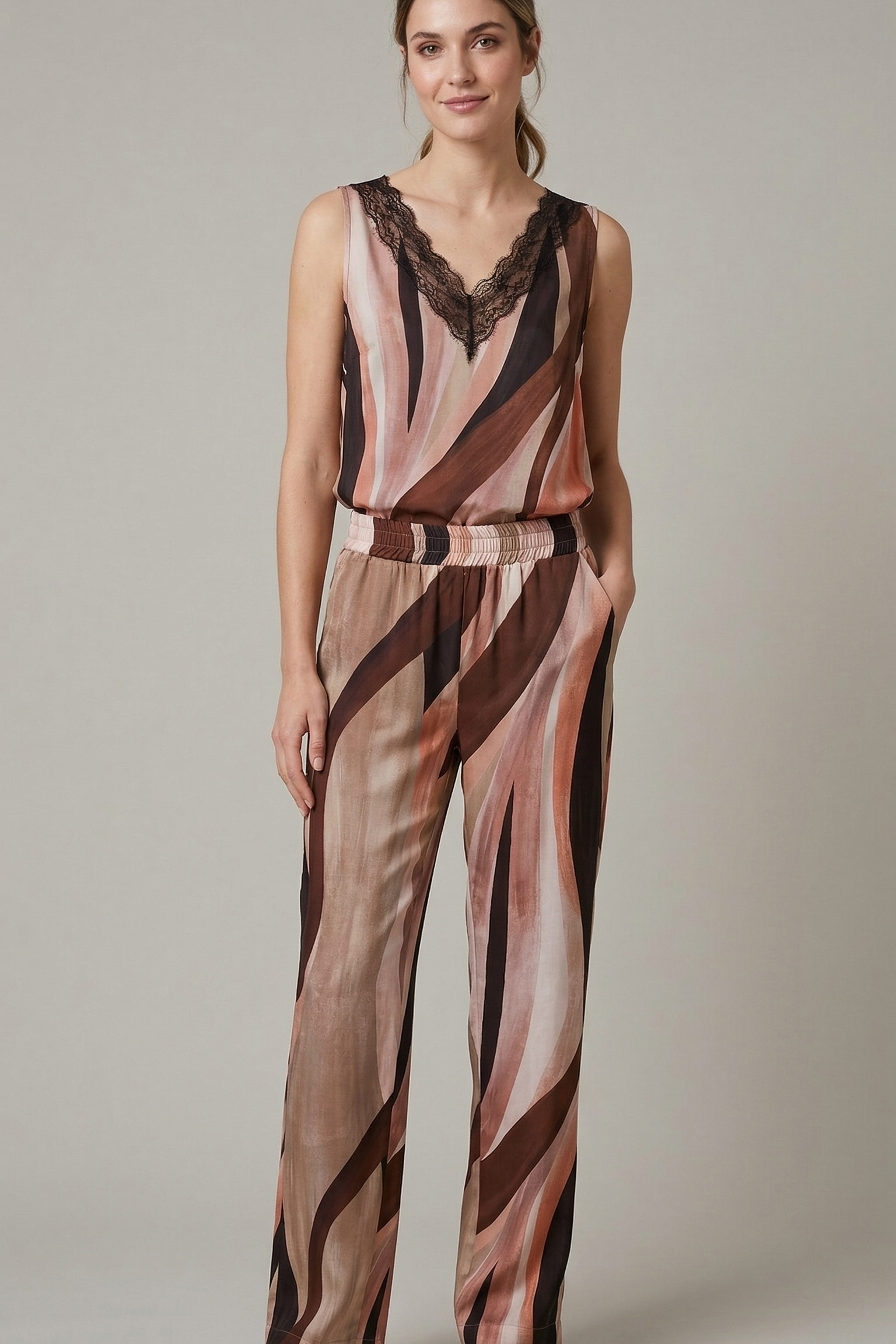 canotta fantasia con pizzo CF50127 ARANCIO CARLA FERRONI 