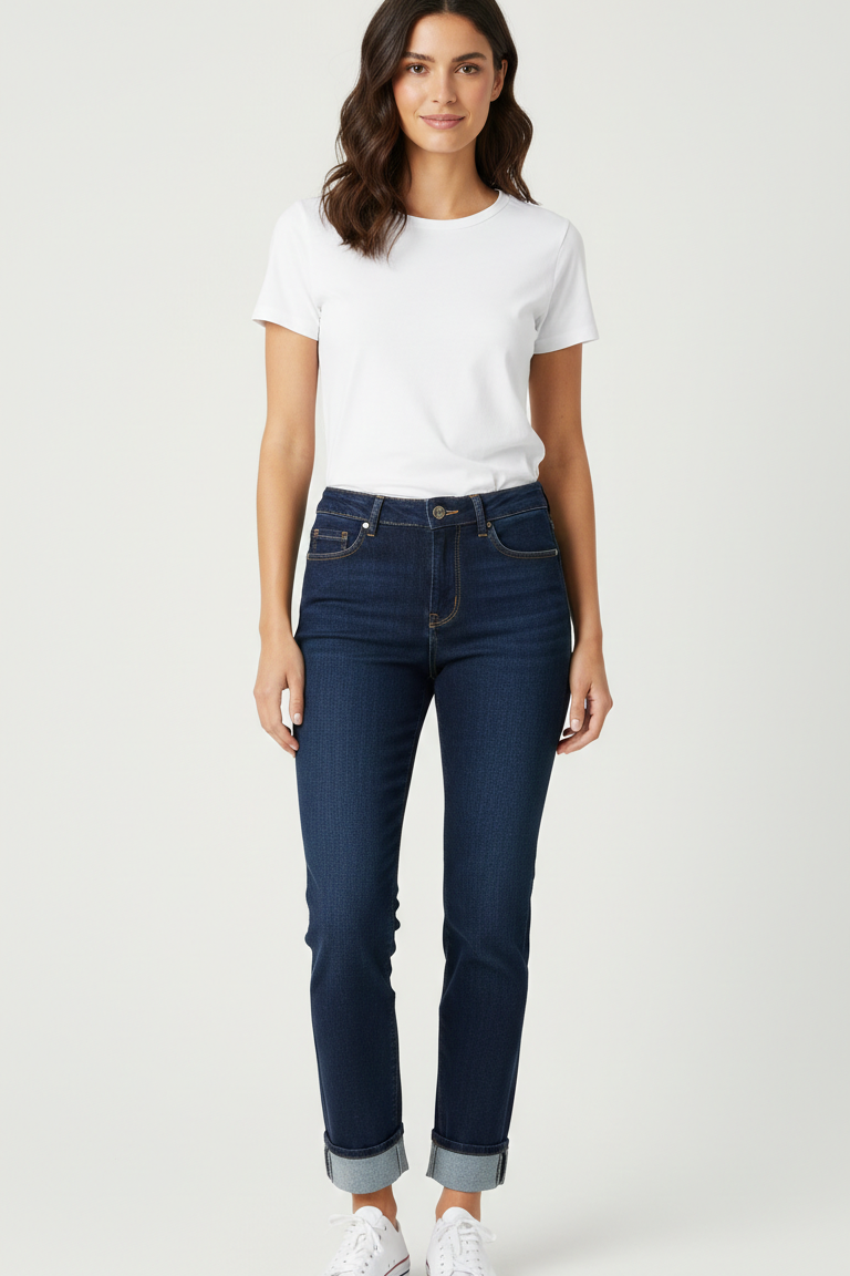 Pantalone di jeans scuro con piegone GH5968 BLU MARICLA 