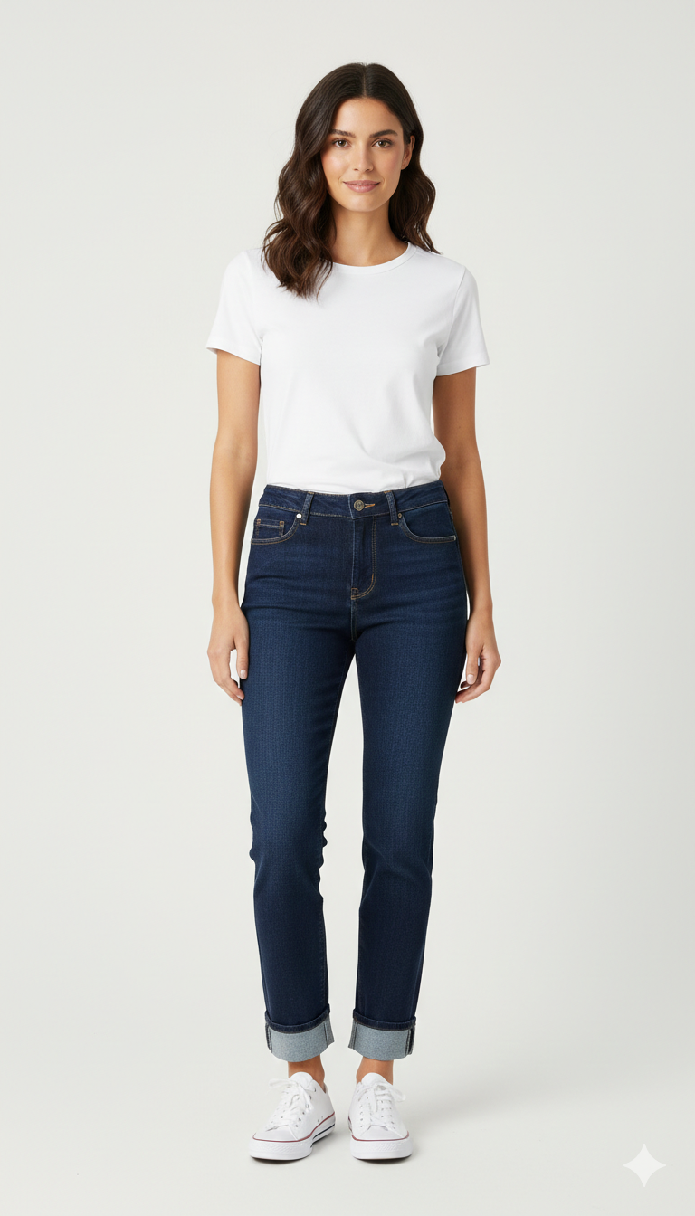 Pantalone di jeans scuro con piegone GH5968 BLU MARICLA 