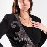 tailleur ricamo strass SH401 NERO SHARON 