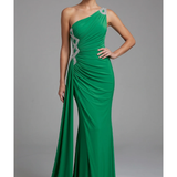 abito strass spalla e fianco FI7414 VERDE MARICLA ELEGANCE 