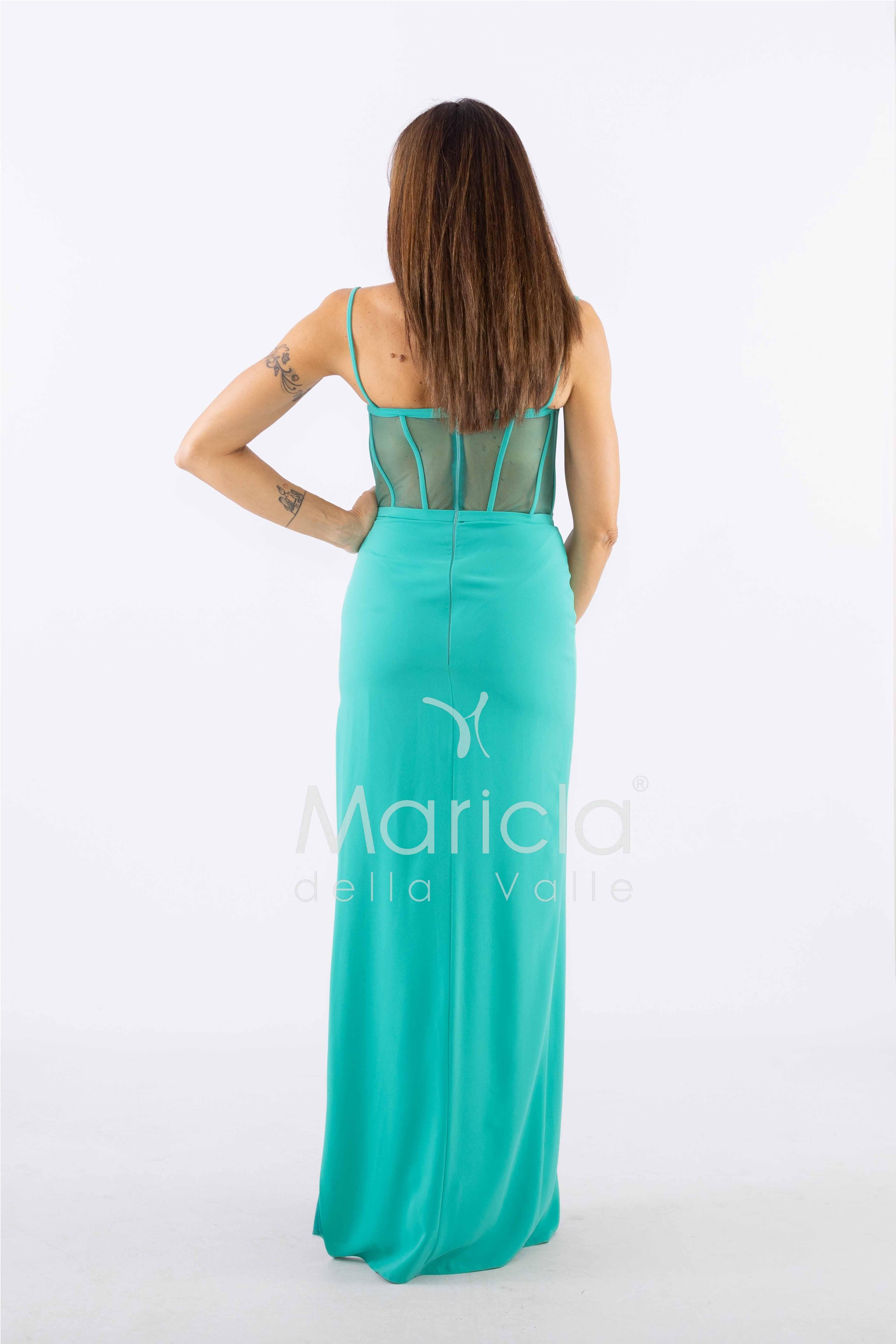 abito con trasparenza CAR58303 SMERALDO MARICLA ELEGANCE 