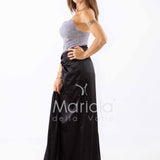 abito lungo raso drappeggio DEG55494 NERO MARICLA ELEGANCE 