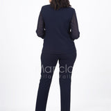 tailleur 3 pezzi giacca paiette LH903 BLU LUDOVICA HASSLER 
