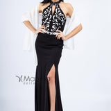 Abito lungo cono scollo all'americana PF105 NERO PAOLA FORTI 