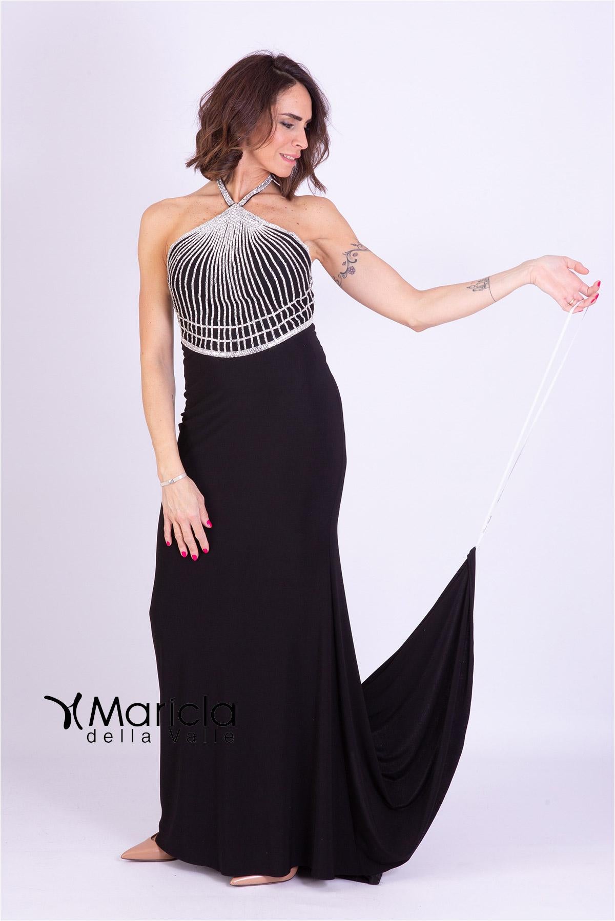 Abito lungo strass JC34119 NERO MARICLA ELEGANCE 