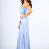 abito sirena monospalla ricamato ANT22407XJ POLVERE ANTILLE ELEGANCE 