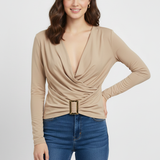 maglia unita con cintura GR1404 BEIGE MARICLA 
