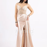 abito lungo corsetto con stecche e drappeggio FP881008 CIPRIA MARICLA ELEGANCE 