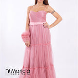 lungo toulle c/cintura AR3095 ROSA MARICLA ELEGANCE 