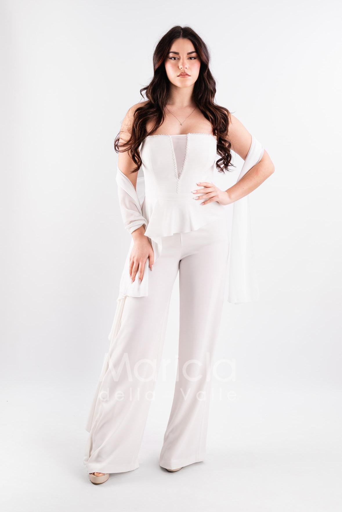 tuta con baschina PF108 BIANCO PAOLA FORTI 