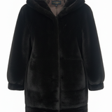 cappotto con cappuccio pelliccia AZ85P NERO MARICLA 
