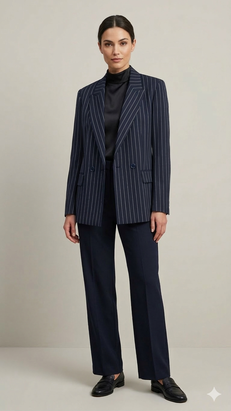 giacca gessata over doppio petto EC04103 BLU MARICLA 