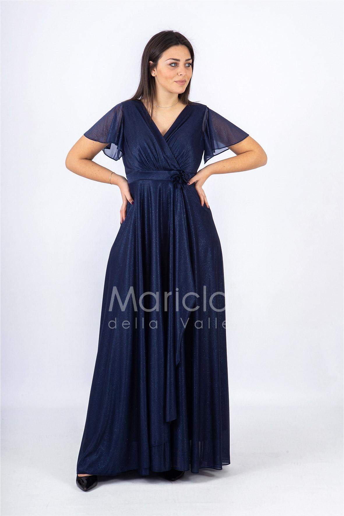 abito con fiore glitter JC34929 BLU MARICLA ELEGANCE 