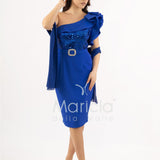 abito midi corpetto strass monospalla SH865AC ROYAL SHARON 