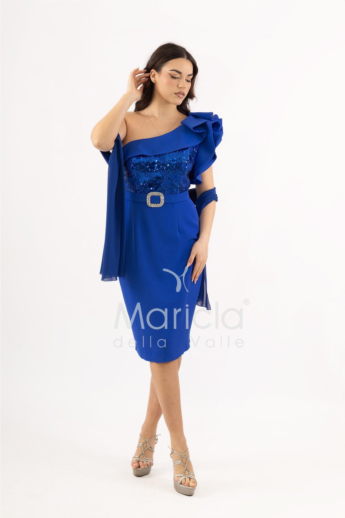 abito midi corpetto strass monospalla SH865AC ROYAL SHARON 