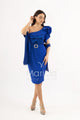 abito midi corpetto strass monospalla