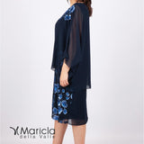 Abito midi con cappa SG7090 BLU SOLO GIOIE 