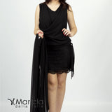 Abito con balza macramè CC27585 NERO COUTURE 