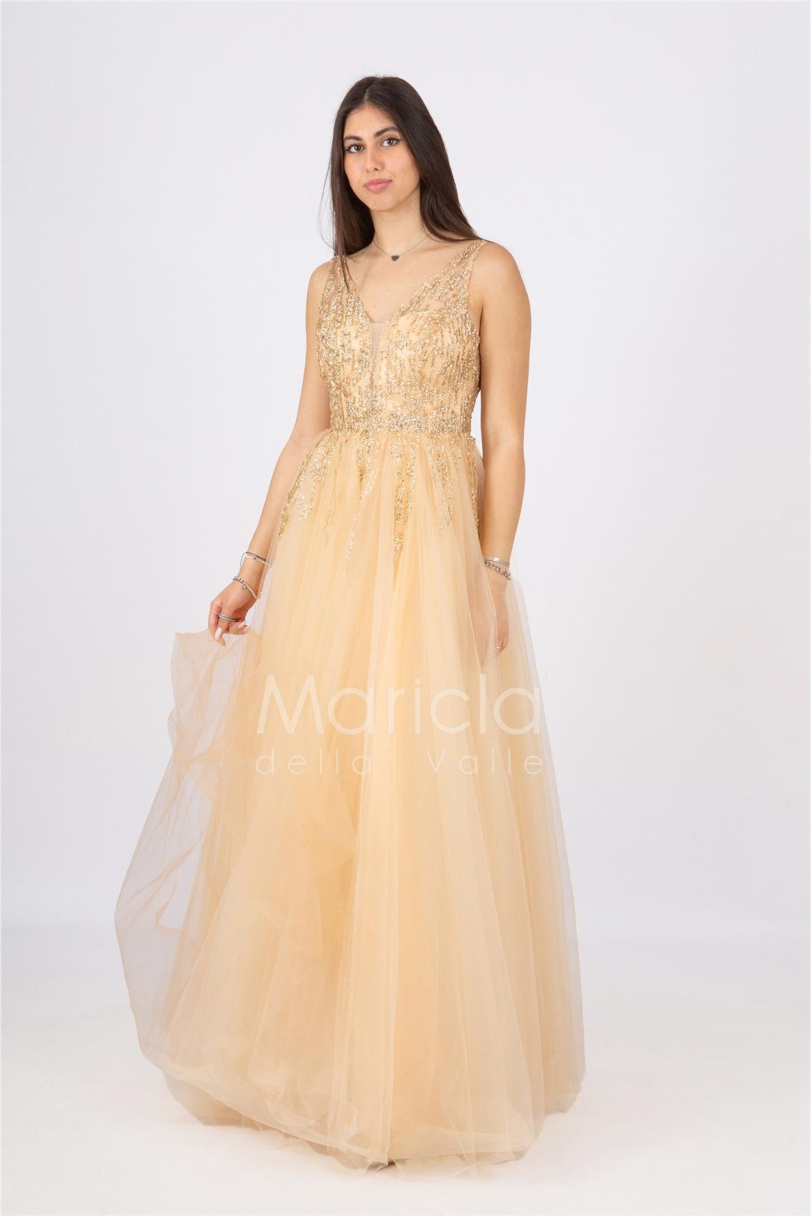 abito bambola toulle e strass FI6871 ORO MARICLA ELEGANCE 
