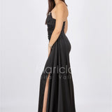 abito con scollatura pietre CAR58080 NERO MARICLA ELEGANCE 