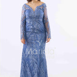 abito manica lunga ricamato FI7485 INDACO MARICLA ELEGANCE 