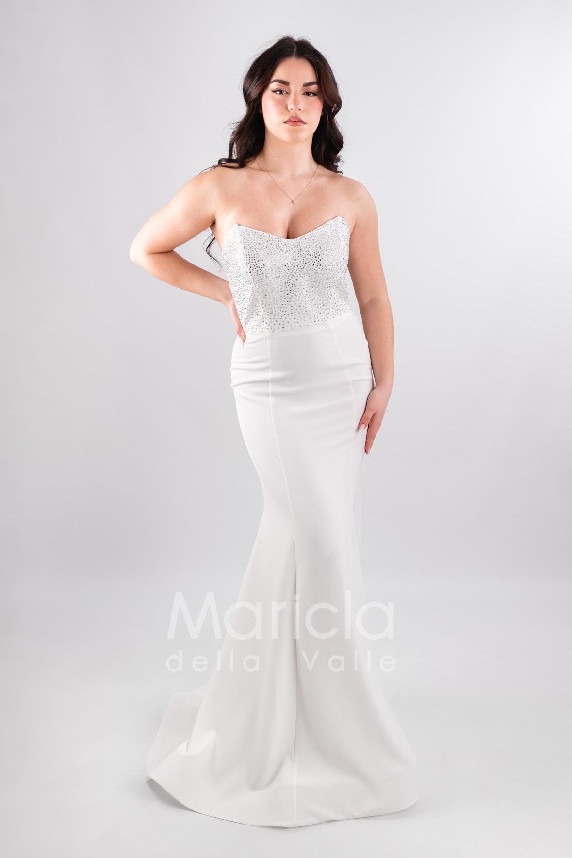abito corpetto in strass SH511 BIANCO SHARON 