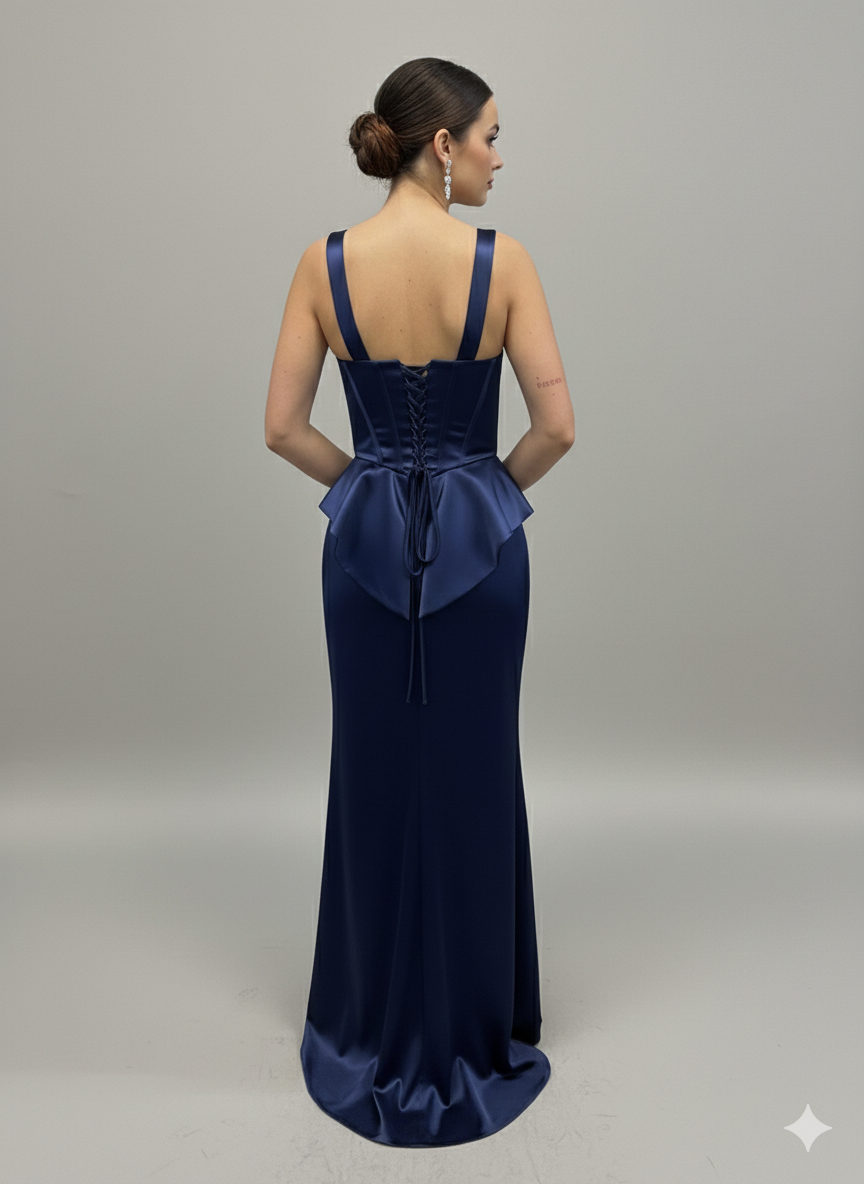 Abito a sirena con corpetto JC35420 BLU MARICLA ELEGANCE 