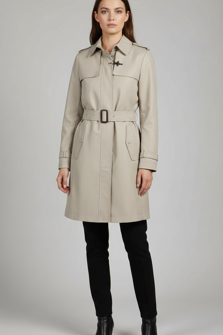 Trench Coat Monopetto con Cintura EC2492 BEIGE MARICLA 